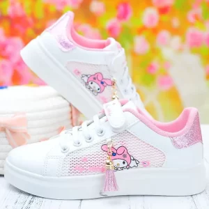 Miniso Sanrioed Kawaii Kuromi Cinnamoroll Children Shoes Girls Heart Cute Anime My Melody Sneakers Soft Bottom Anti-Slip Gifts